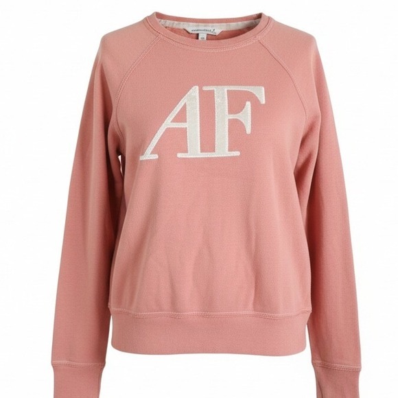 Abercrombie & Fitch AF Logo Y2K Sweatshirt Pink Crewneck Long Sleeve Pullover - Picture 2 of 10